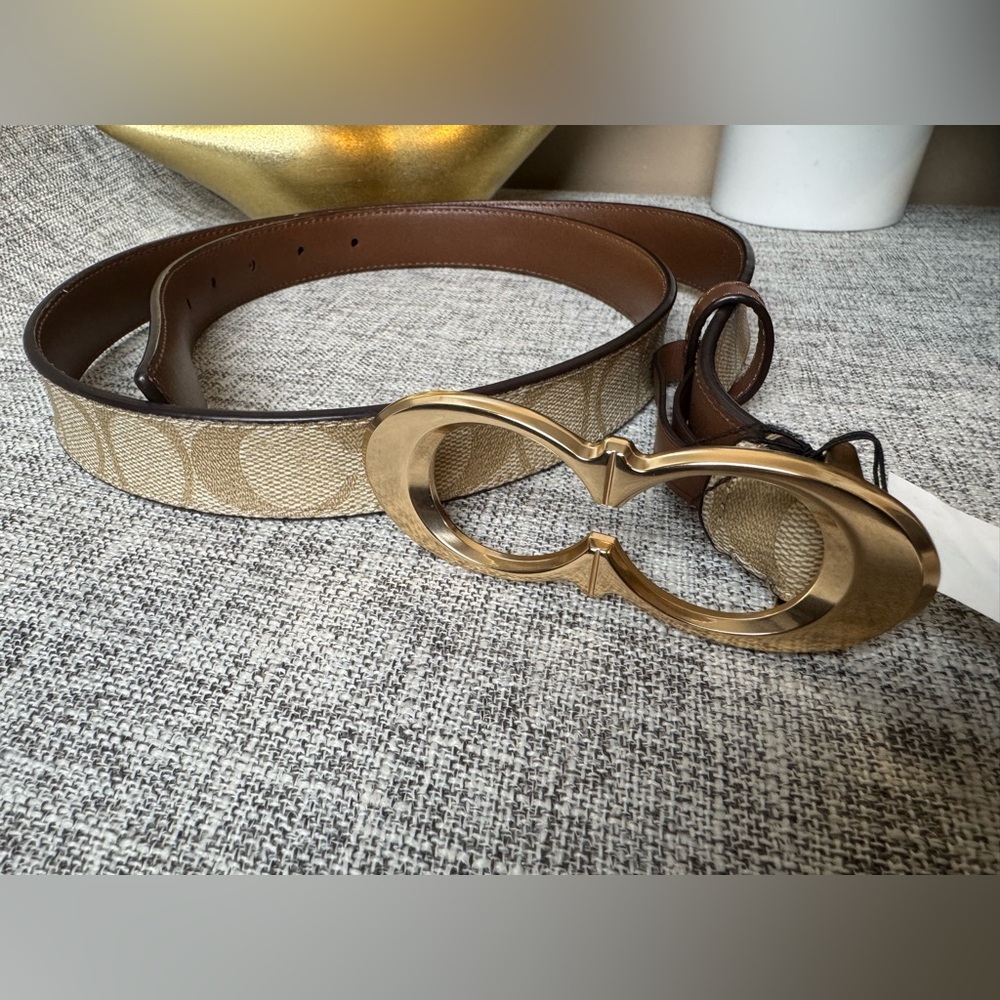 $79(PRICE FIRM) COACH Signature BuckleBelt,25 Mm